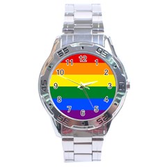 Pride Rainbow Flag Stainless Steel Analogue Watch by Valentinaart