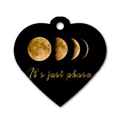 Moon Phases  Dog Tag Heart (one Side) by Valentinaart