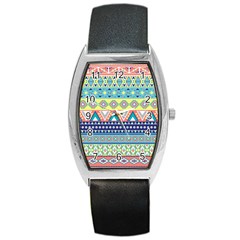 Tribal Print Barrel Style Metal Watch by BangZart