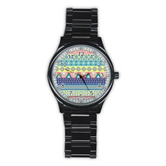 Tribal Print Stainless Steel Round Watch by BangZart