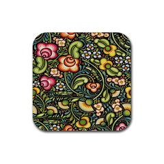 Bohemia Floral Pattern Rubber Coaster (square)  by BangZart