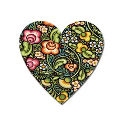 Bohemia Floral Pattern Heart Magnet by BangZart