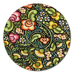 Bohemia Floral Pattern Magnet 5  (round) by BangZart