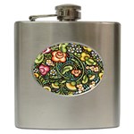 Bohemia Floral Pattern Hip Flask (6 oz) Front