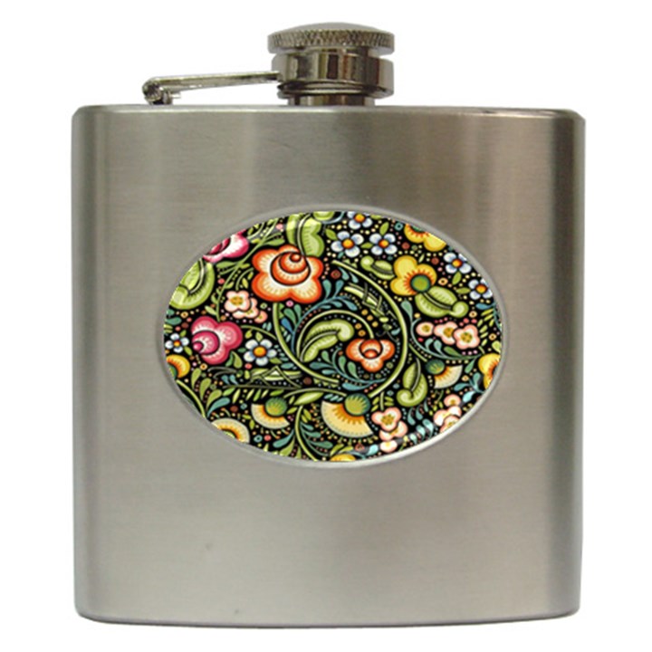 Bohemia Floral Pattern Hip Flask (6 oz)