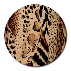 Animal Fabric Patterns Round Mousepads by BangZart