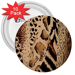 Animal Fabric Patterns 3  Buttons (10 Pack)  by BangZart