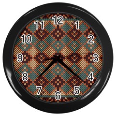 Knitted Pattern Wall Clocks (black) by BangZart