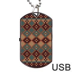 Knitted Pattern Dog Tag Usb Flash (one Side) by BangZart