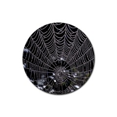 Spider Web Wallpaper 14 Rubber Round Coaster (4 Pack)  by BangZart