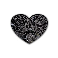 Spider Web Wallpaper 14 Rubber Coaster (heart)  by BangZart