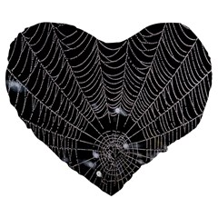 Spider Web Wallpaper 14 Large 19  Premium Flano Heart Shape Cushions by BangZart