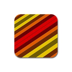 Abstract Bright Stripes Rubber Square Coaster (4 Pack)  by BangZart