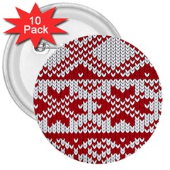 Crimson Knitting Pattern Background Vector 3  Buttons (10 Pack)  by BangZart