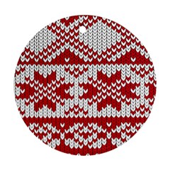 Crimson Knitting Pattern Background Vector Round Ornament (two Sides) by BangZart