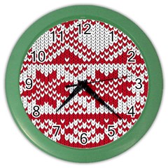 Crimson Knitting Pattern Background Vector Color Wall Clocks by BangZart