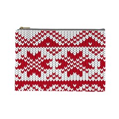 Crimson Knitting Pattern Background Vector Cosmetic Bag (large)  by BangZart