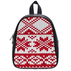 Crimson Knitting Pattern Background Vector School Bags (small)  by BangZart