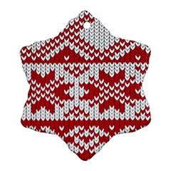 Crimson Knitting Pattern Background Vector Snowflake Ornament (two Sides) by BangZart