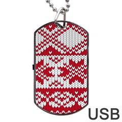 Crimson Knitting Pattern Background Vector Dog Tag Usb Flash (one Side) by BangZart