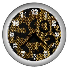 Metallic Snake Skin Pattern Wall Clocks (silver)  by BangZart