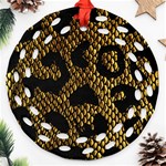 Metallic Snake Skin Pattern Round Filigree Ornament (Two Sides) Front