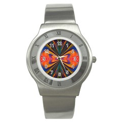 Casanova Abstract Art Colors Cool Druffix Flower Freaky Trippy Stainless Steel Watch by BangZart