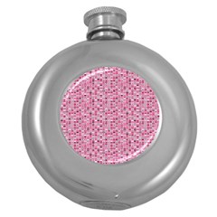 Abstract Pink Squares Round Hip Flask (5 Oz) by BangZart