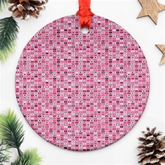 Abstract Pink Squares Round Ornament (two Sides) by BangZart