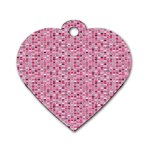 Abstract Pink Squares Dog Tag Heart (One Side) Front