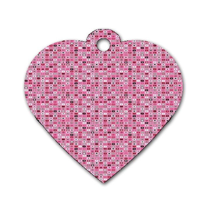 Abstract Pink Squares Dog Tag Heart (One Side)