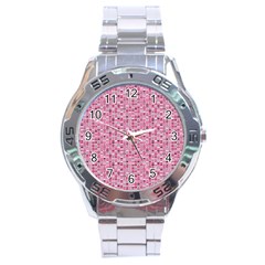 Abstract Pink Squares Stainless Steel Analogue Watch by BangZart