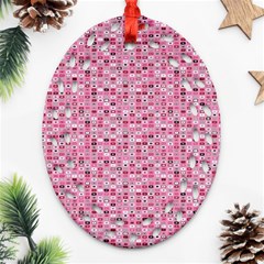 Abstract Pink Squares Ornament (oval Filigree) by BangZart