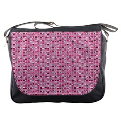 Abstract Pink Squares Messenger Bags by BangZart