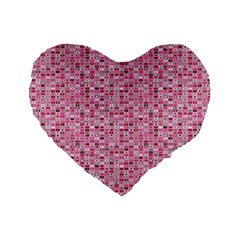 Abstract Pink Squares Standard 16  Premium Heart Shape Cushions by BangZart