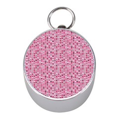 Abstract Pink Squares Mini Silver Compasses by BangZart