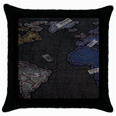 World Map Throw Pillow Case (black) by BangZart