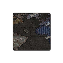 World Map Square Magnet by BangZart