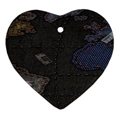 World Map Heart Ornament (two Sides) by BangZart