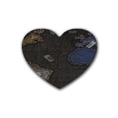 World Map Rubber Coaster (heart)  by BangZart