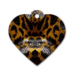 Textures Snake Skin Patterns Dog Tag Heart (two Sides) by BangZart