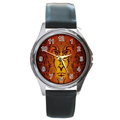 Lion Man Tribal Round Metal Watch by BangZart