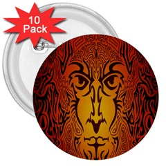 Lion Man Tribal 3  Buttons (10 Pack)  by BangZart