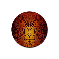 Lion Man Tribal Rubber Round Coaster (4 Pack)  by BangZart