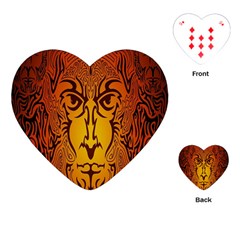 Lion Man Tribal Playing Cards (heart)  by BangZart