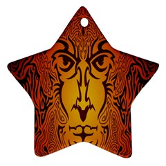 Lion Man Tribal Star Ornament (two Sides) by BangZart