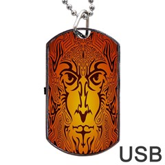 Lion Man Tribal Dog Tag Usb Flash (one Side) by BangZart