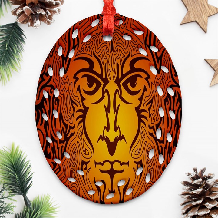 Lion Man Tribal Ornament (Oval Filigree)