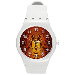 Lion Man Tribal Round Plastic Sport Watch (m) by BangZart