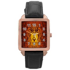 Lion Man Tribal Rose Gold Leather Watch  by BangZart